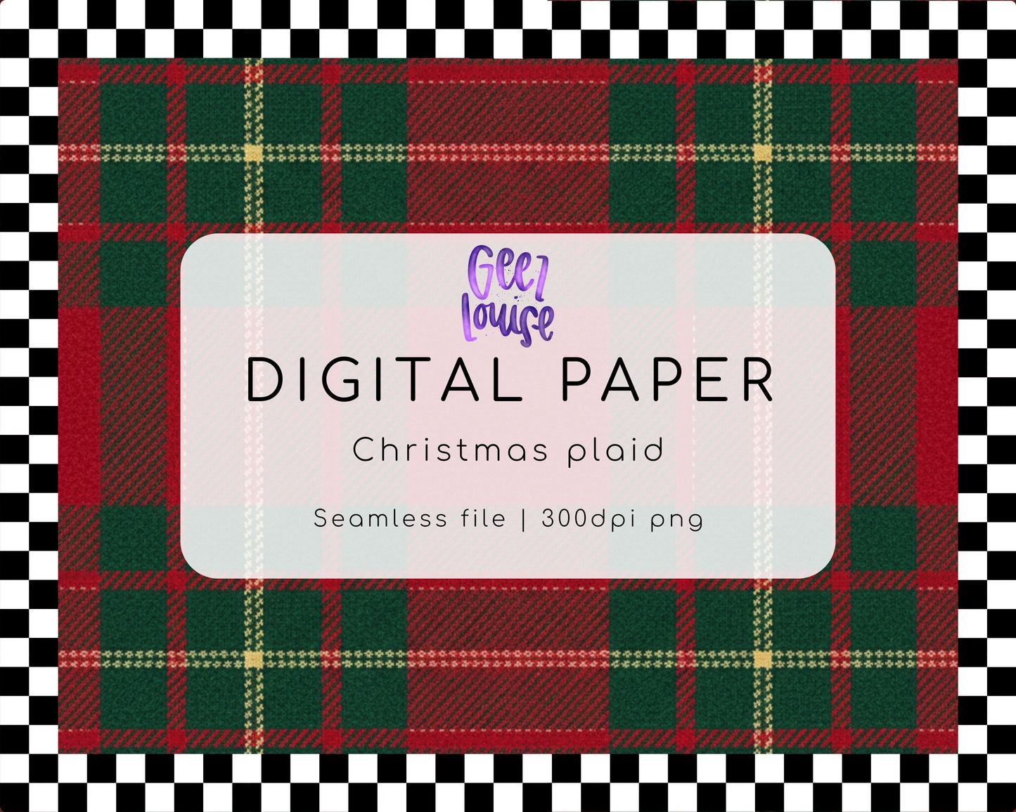Christmas Plaid Digital Paper | Red and Green Seamless Background PNG