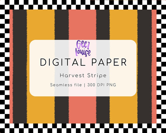 Harvest Stripe Seamless Digital Paper | Fall Autumn Stripe PNG Background | 300 DPI