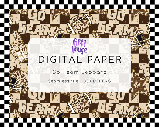 Go Team Leopard Digital Paper | Football Seamless Background