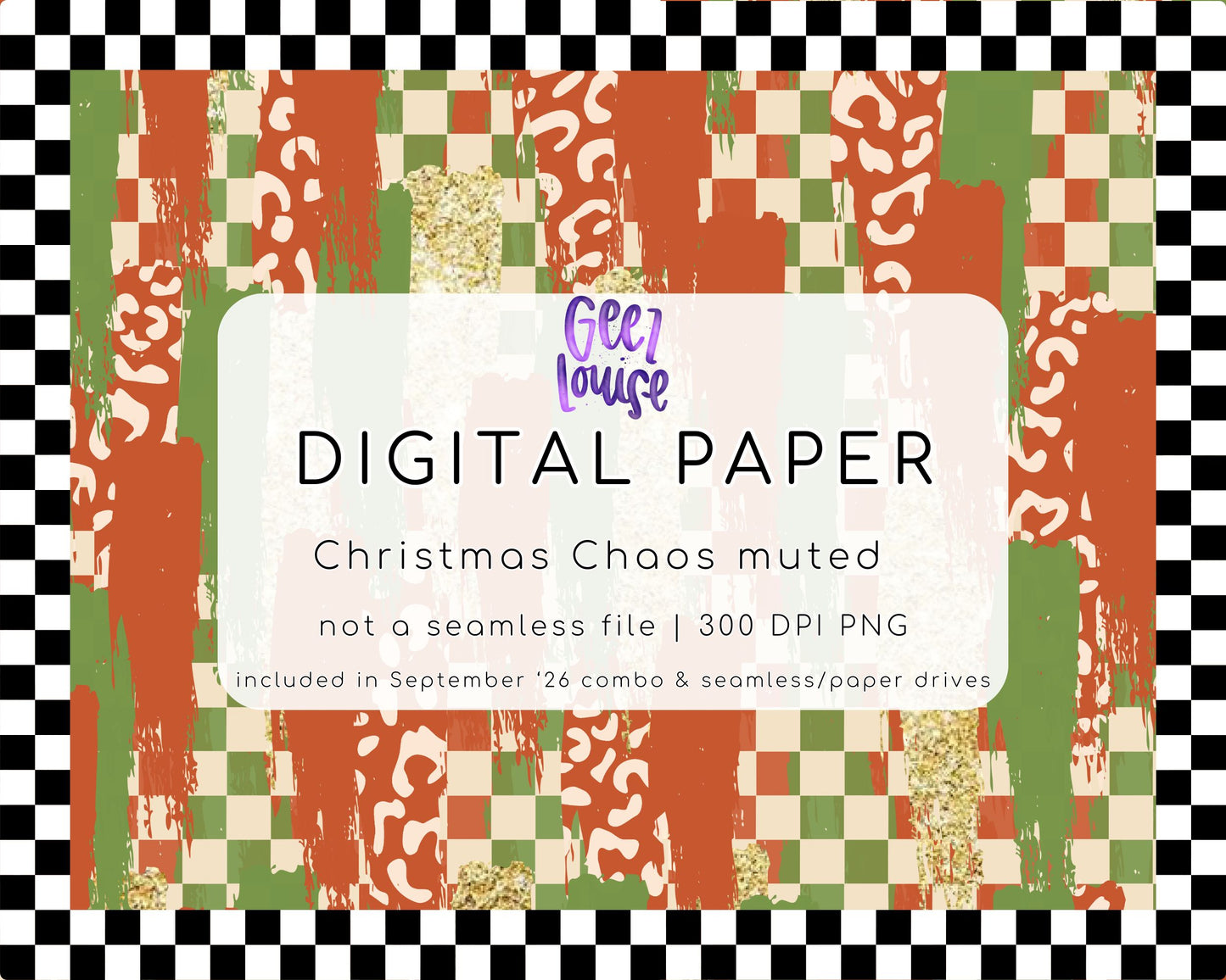 Christmas Chaos Muted Digital Paper PNG | Retro Christmas Pattern