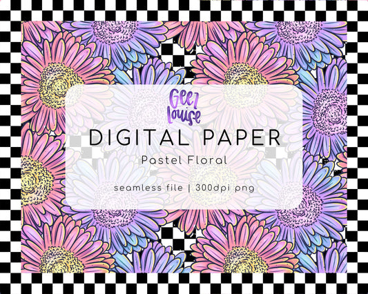 Pastel Floral Seamless Digital Paper – 300 DPI PNG