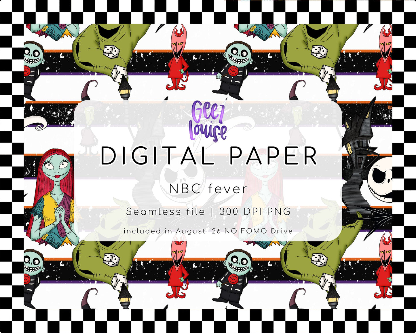 NBC Fever Seamless Digital Paper | Halloween Stripe Pattern PNG | Spooky Seamless Background | August '26 No FOMO Drive
