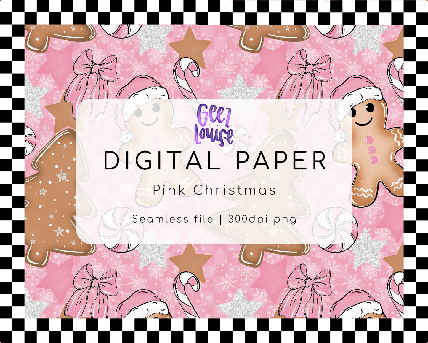 Pink Christmas Digital Paper | Seamless Holiday Background | 300 DPI PNG