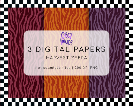 Harvest Zebra Digital Paper | Fall Animal Print Background Bundle | Autumn PNG Papers