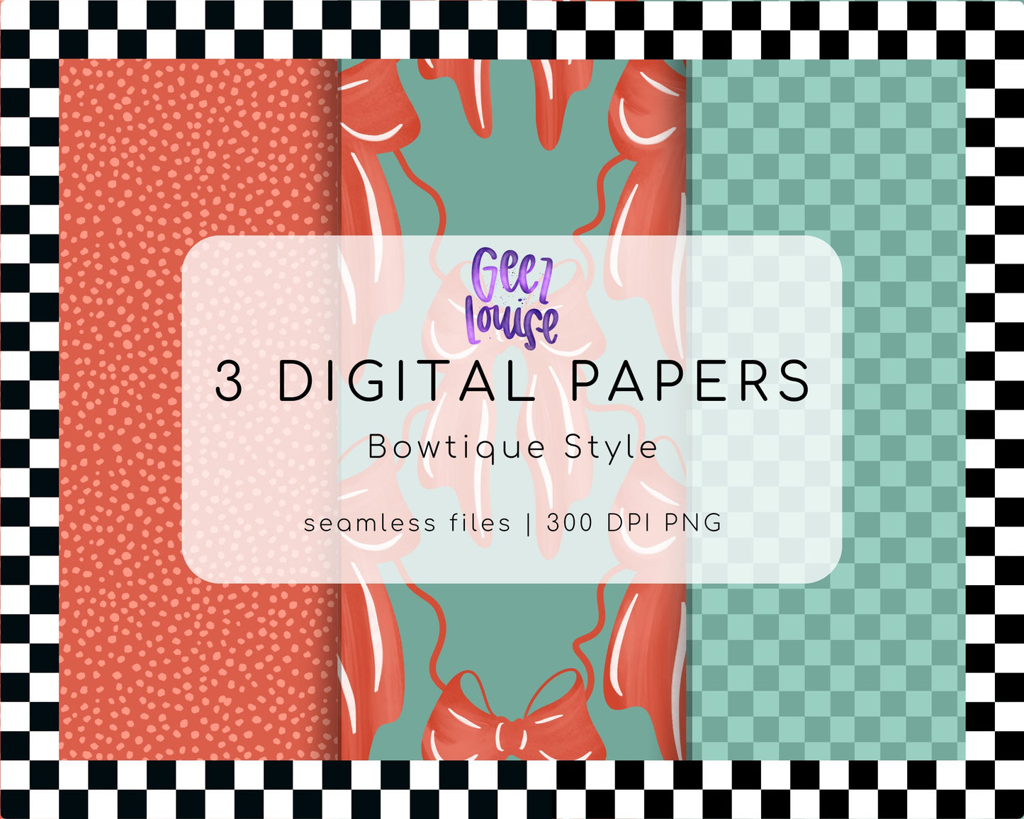 Bowtie Boutique Digital Paper Pack | Seamless Pattern PNG Set | Preppy Southern Style Designs (3 Papers)