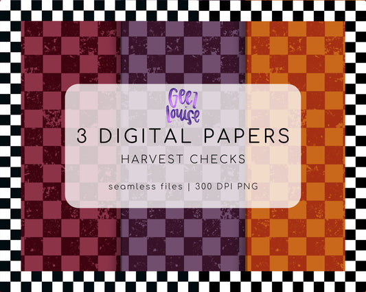 Harvest Checks Digital Paper Bundle | Seamless Fall Buffalo Check Backgrounds | Autumn Plaid PNG Papers