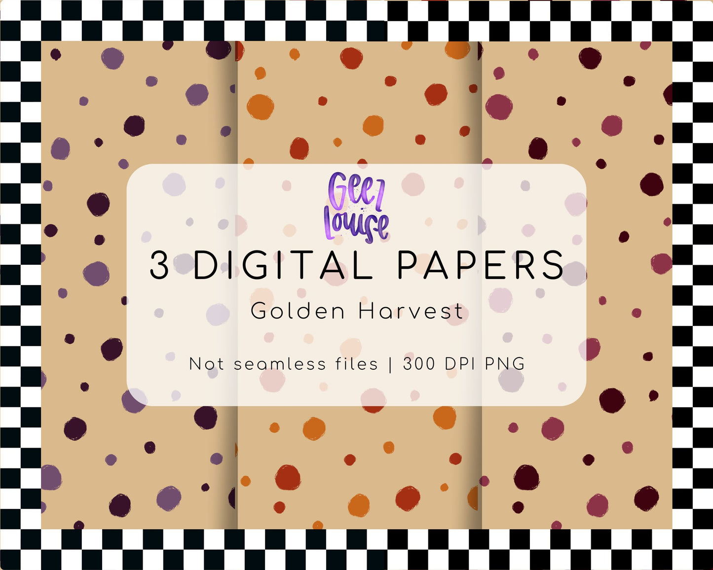 Golden Harvest Digital Paper Bundle | Fall Polka Dot Backgrounds | Autumn PNG Papers