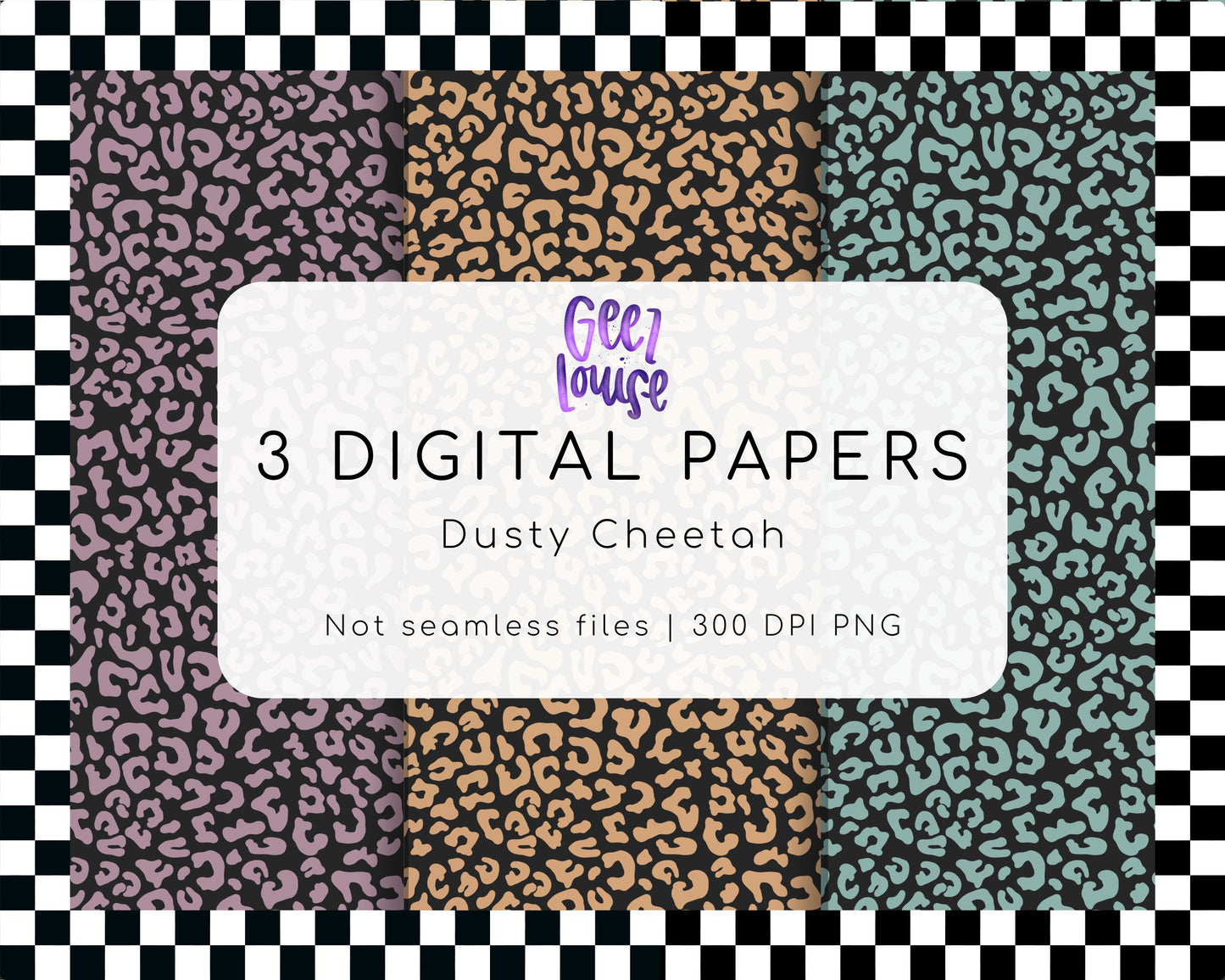 Dusty Cheetah Digital Paper Bundle | 3 Animal Print PNG Backgrounds | Printable Craft Paper | August 26 Seamless & Combo Drive