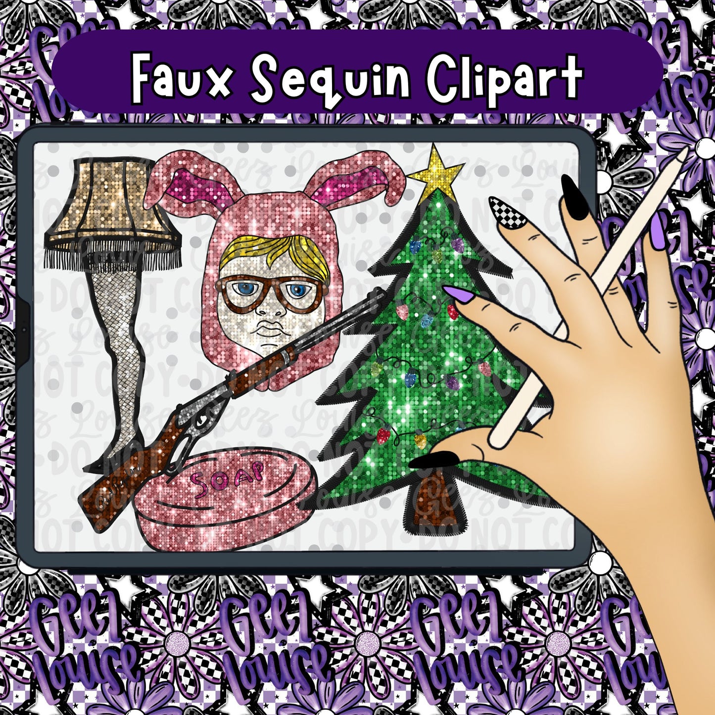 Faux Sequin Clipart | Christmas Story Inspired Holiday Elements