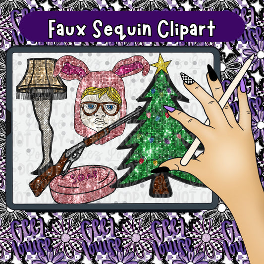 Faux Sequin Clipart | Christmas Story Inspired Holiday Elements