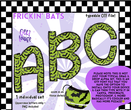 Frickin’ Bats Halloween OTF Font + PNG Alpha Set