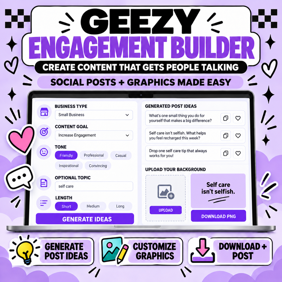 Geezy Engagement Builder – Social Media Post & Graphic Tool