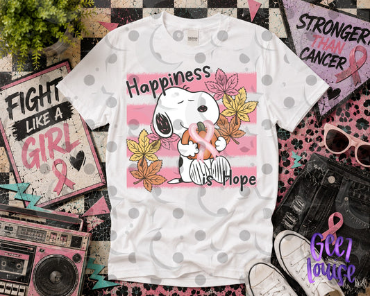 Happiness Is Hope PNG | Breast Cancer Awareness Fall Peanuts Inspired Design