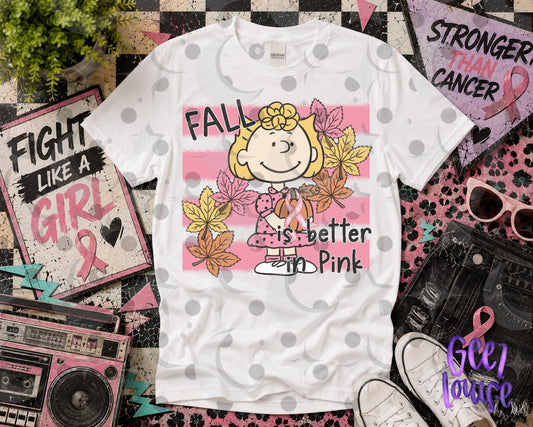 Fall Is Better in Pink PNG | Breast Cancer Awareness Fall Peanuts Inspired Design