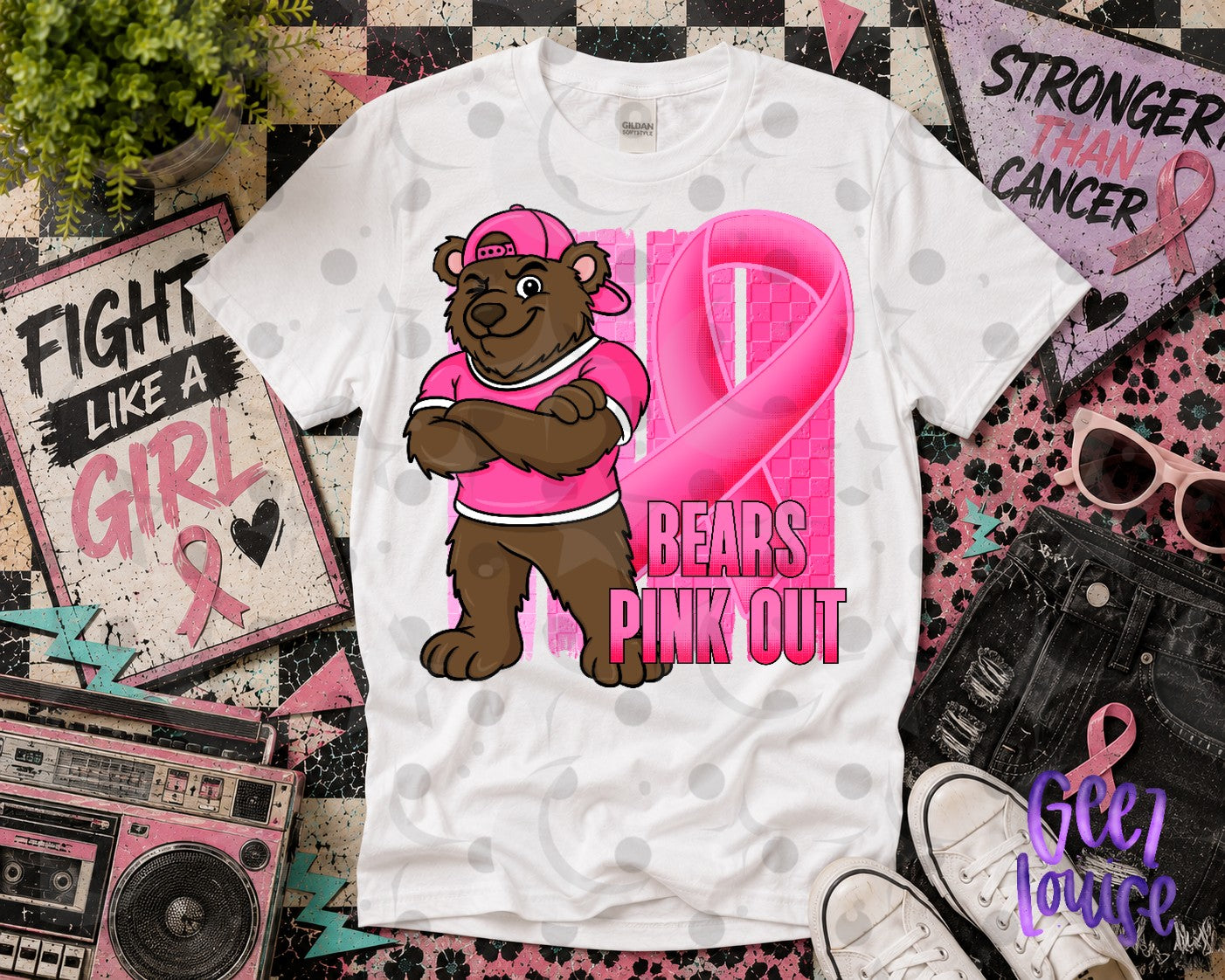 Pink Out Mascot Breast Cancer Awareness PNG | Team Spirit Designs