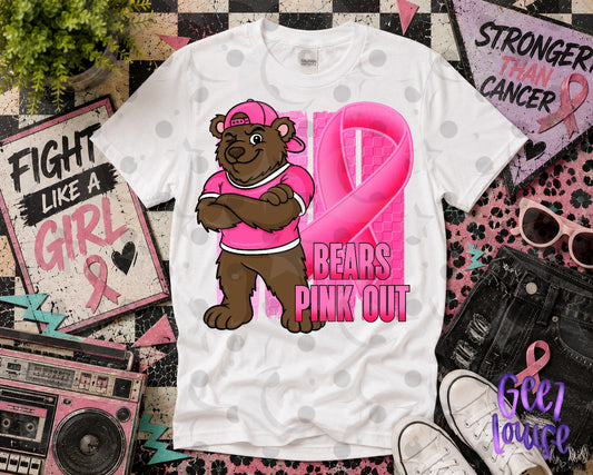 Pink Out Mascot Breast Cancer Awareness PNG | Team Spirit Designs