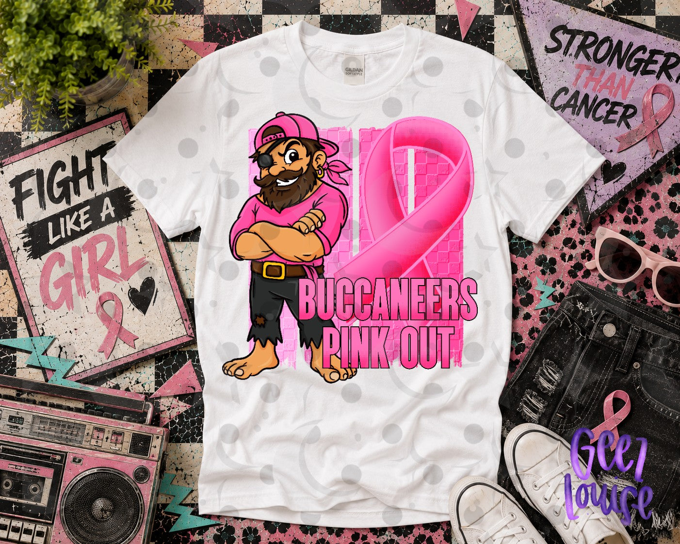 Pink Out Mascot Breast Cancer Awareness PNG | Team Spirit Designs