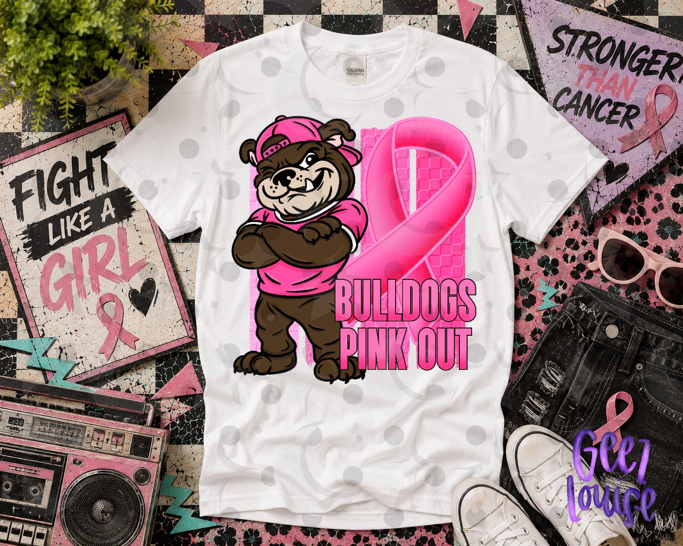 Pink Out Mascot Breast Cancer Awareness PNG | Team Spirit Designs