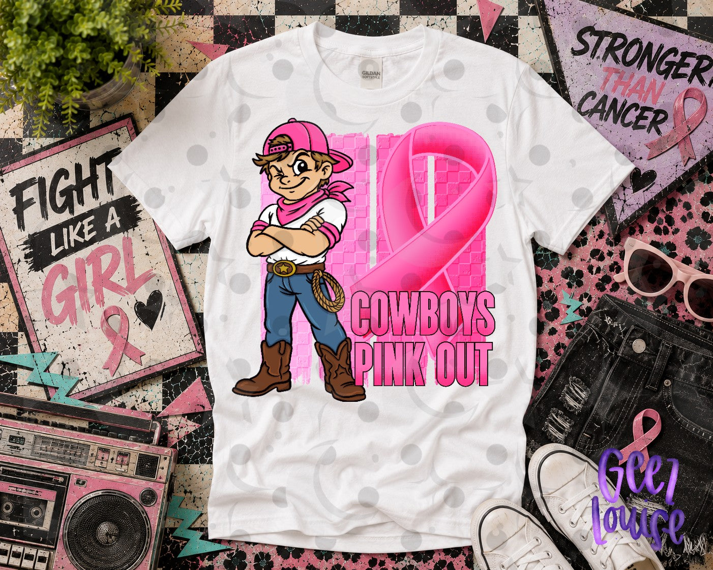 Pink Out Mascot Breast Cancer Awareness PNG | Team Spirit Designs