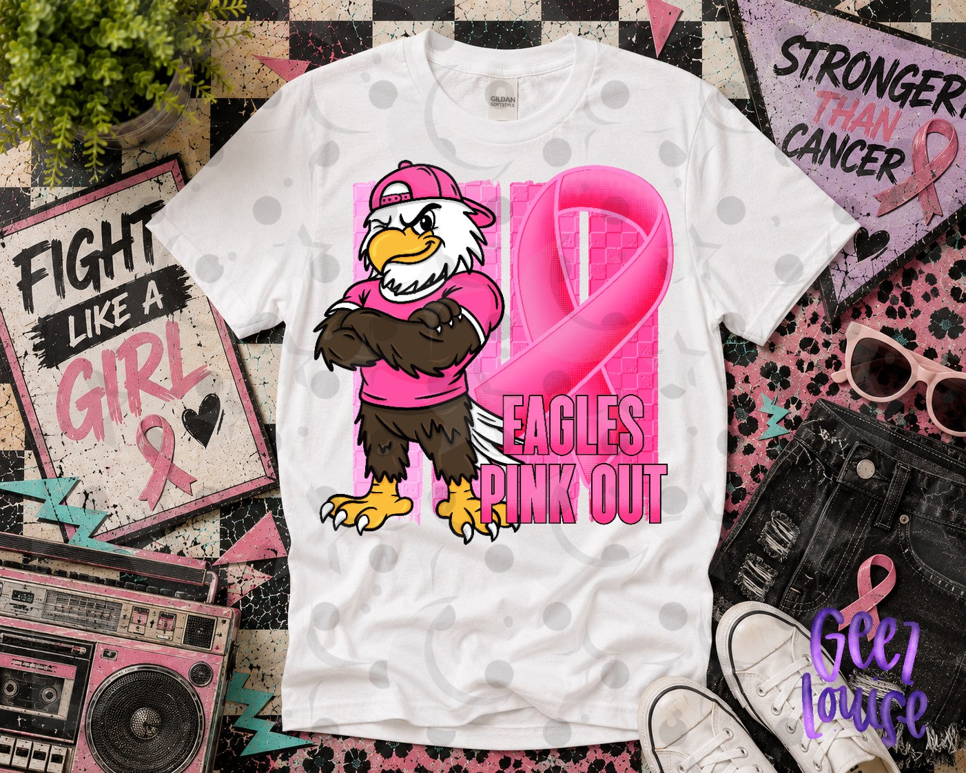 Pink Out Mascot Breast Cancer Awareness PNG | Team Spirit Designs