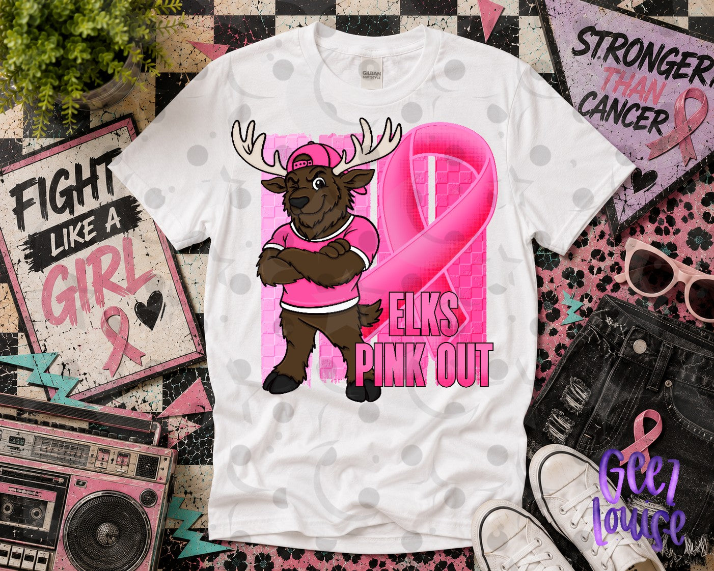 Pink Out Mascot Breast Cancer Awareness PNG | Team Spirit Designs