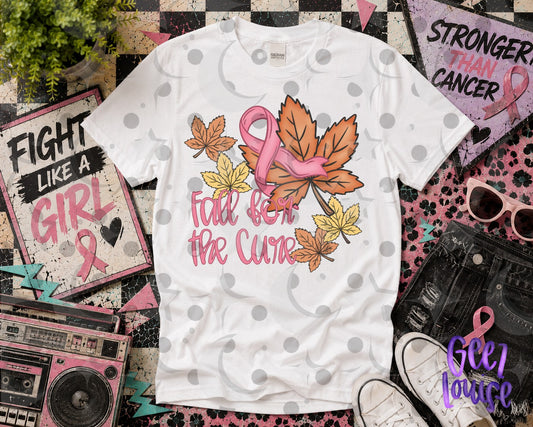 Fall for the Cure PNG | Breast Cancer Awareness Fall Leaves Pink Ribbon Design
