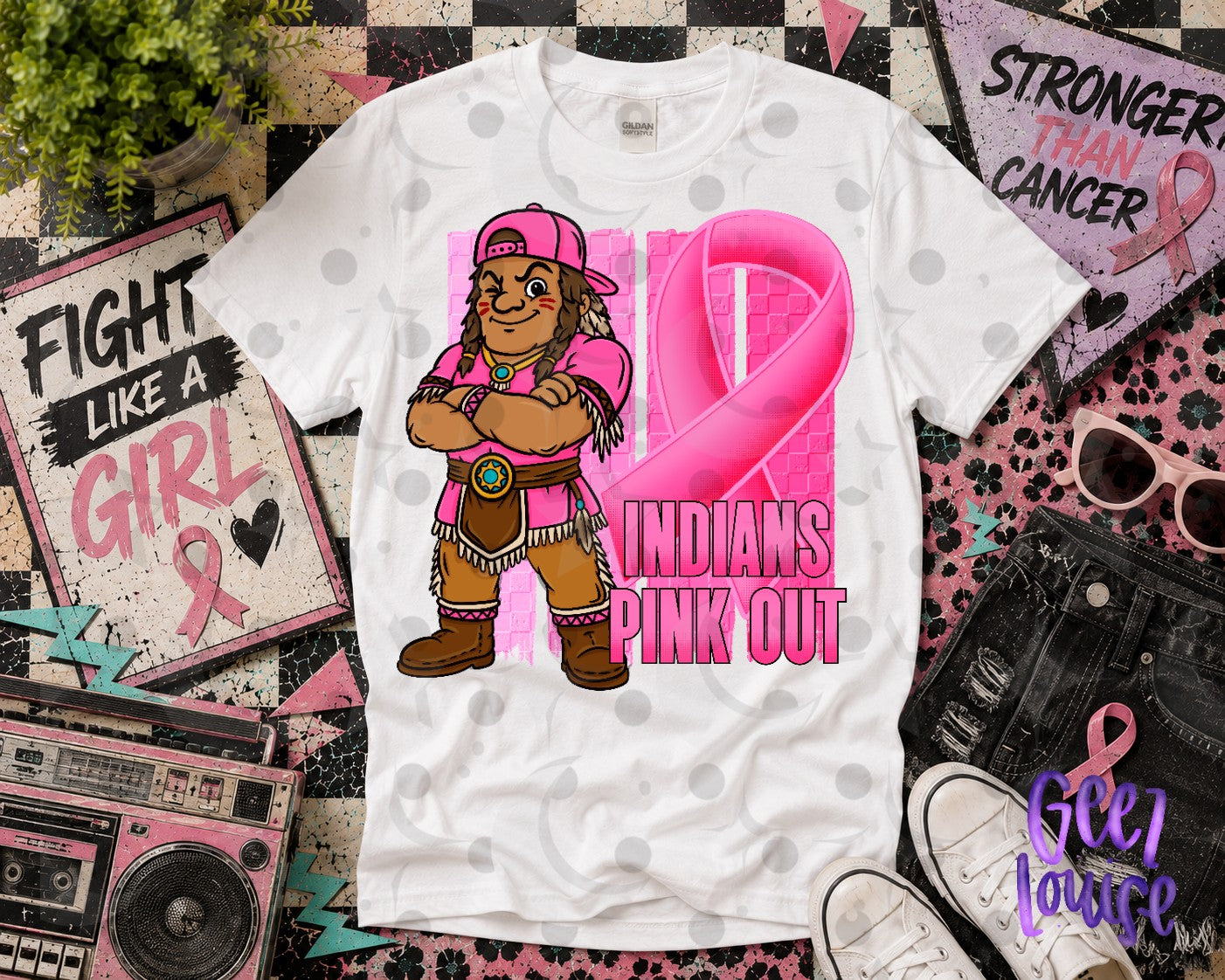 Pink Out Mascot Breast Cancer Awareness PNG | Team Spirit Designs