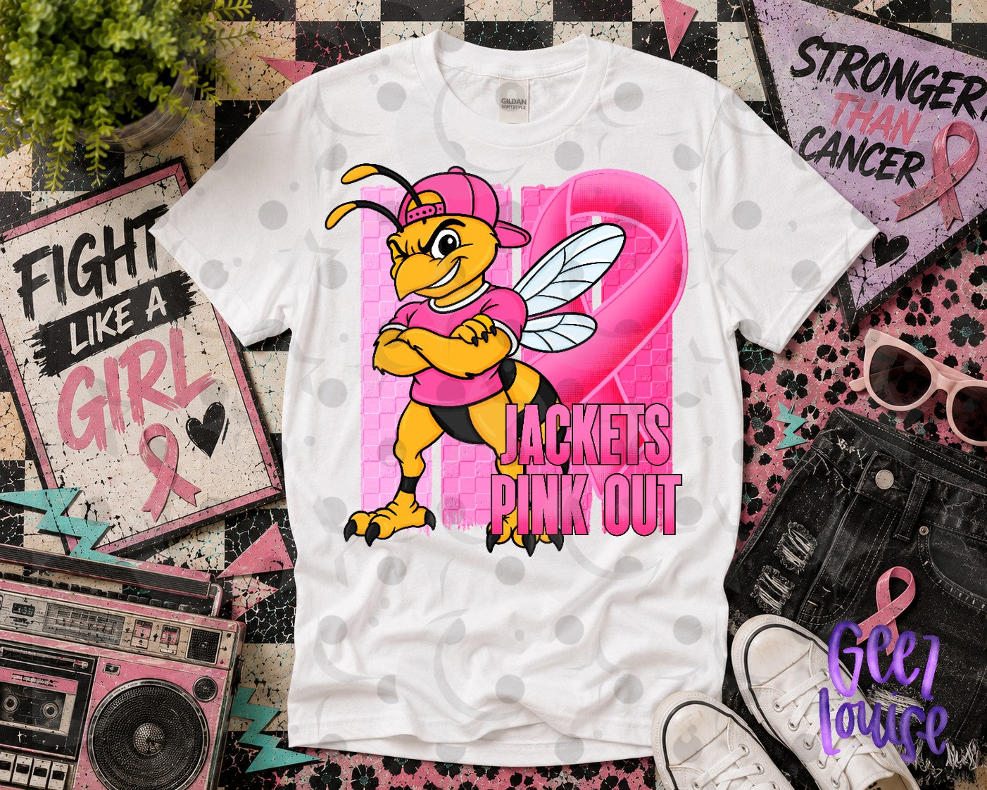 Pink Out Mascot Breast Cancer Awareness PNG | Team Spirit Designs