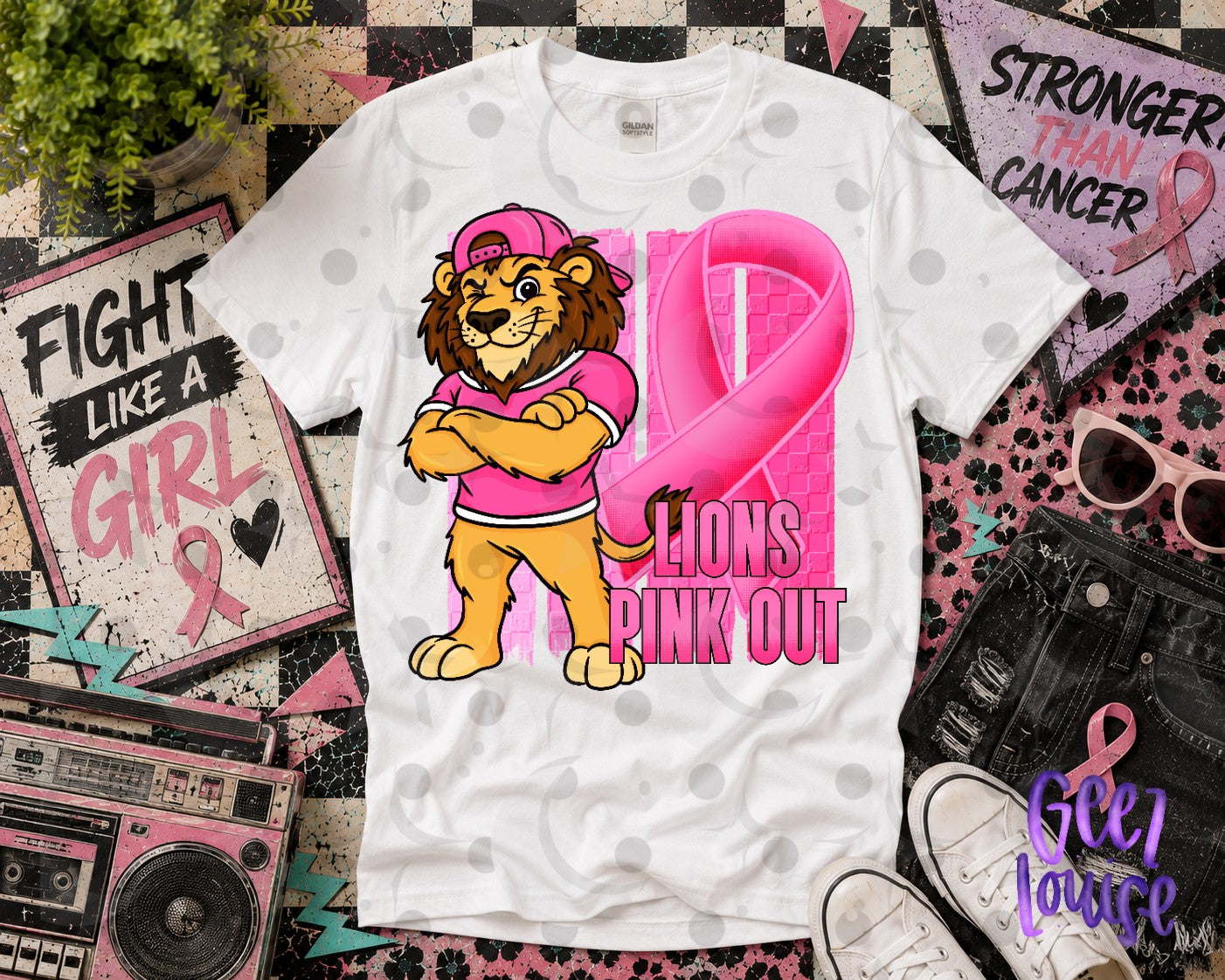 Pink Out Mascot Breast Cancer Awareness PNG | Team Spirit Designs