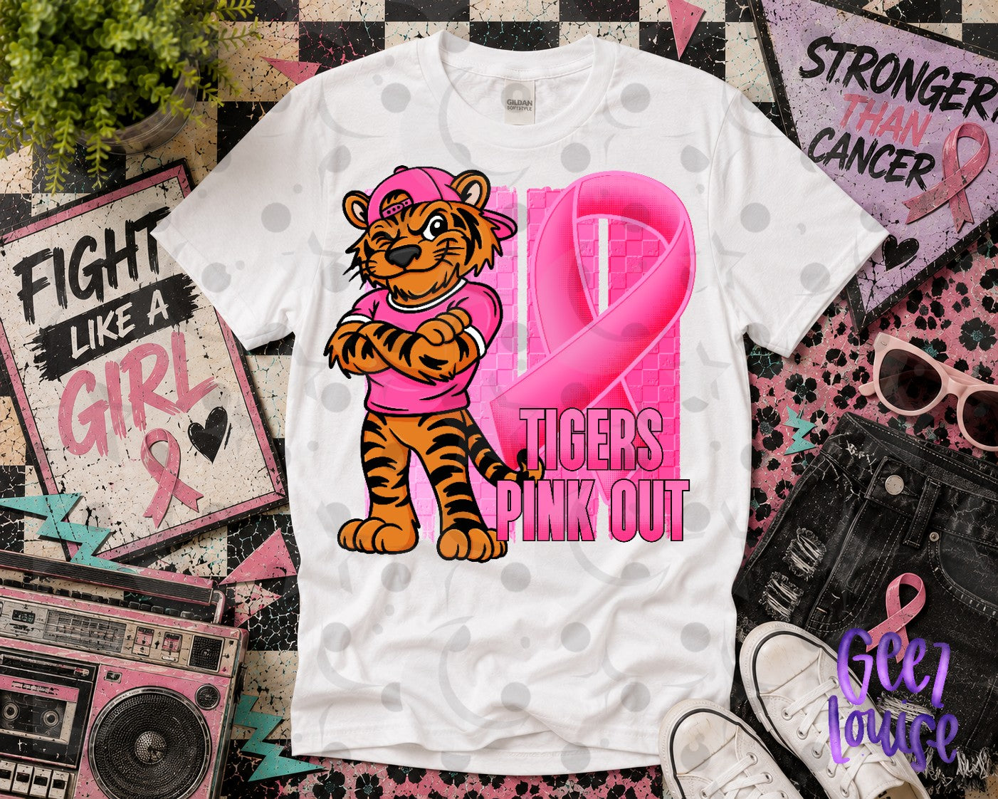 Pink Out Mascot Breast Cancer Awareness PNG | Team Spirit Designs