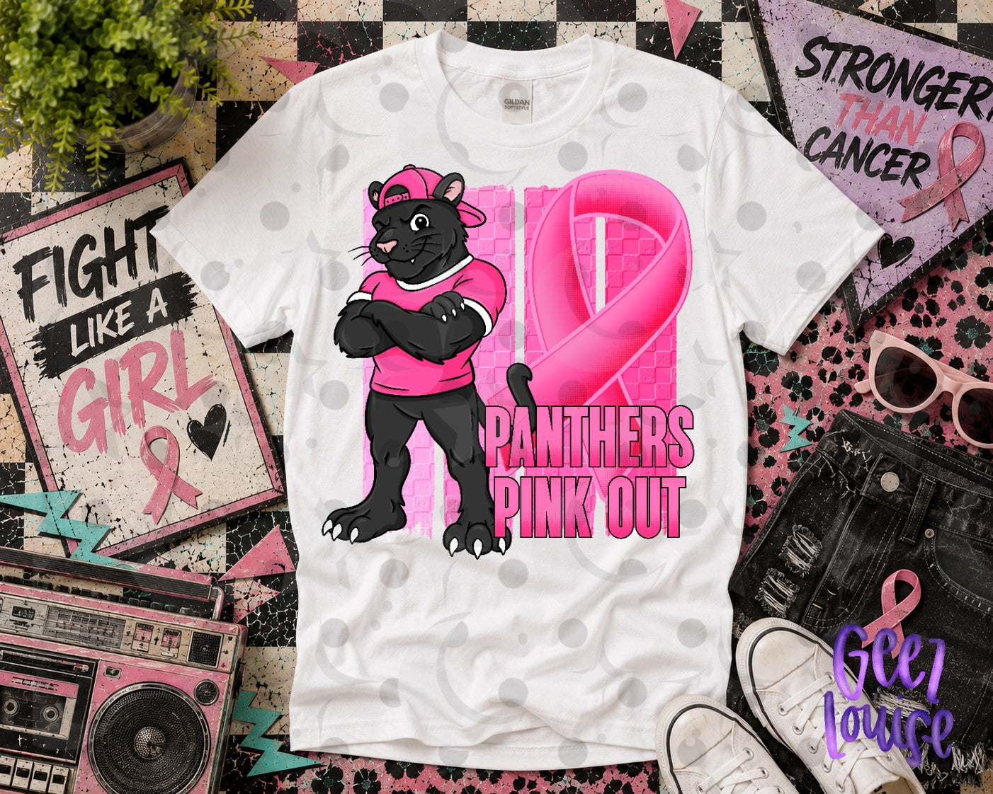 Pink Out Mascot Breast Cancer Awareness PNG | Team Spirit Designs