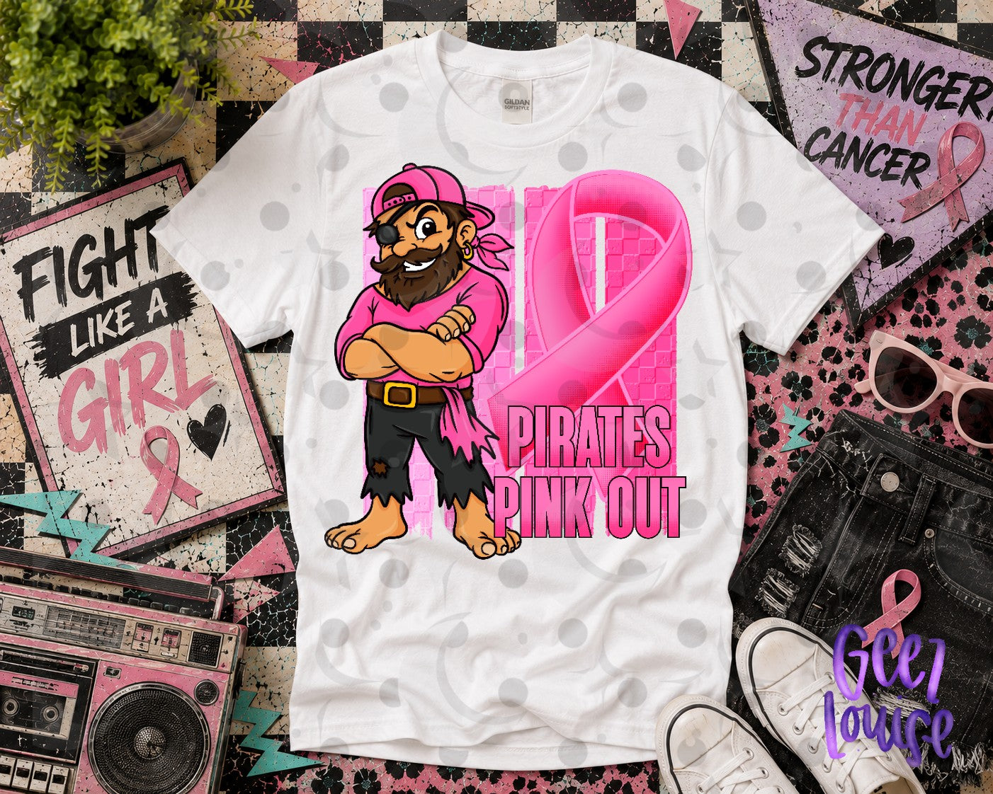 Pink Out Mascot Breast Cancer Awareness PNG | Team Spirit Designs