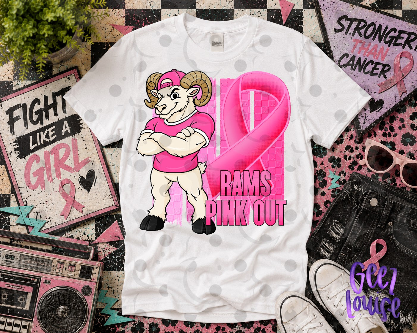 Pink Out Mascot Breast Cancer Awareness PNG | Team Spirit Designs