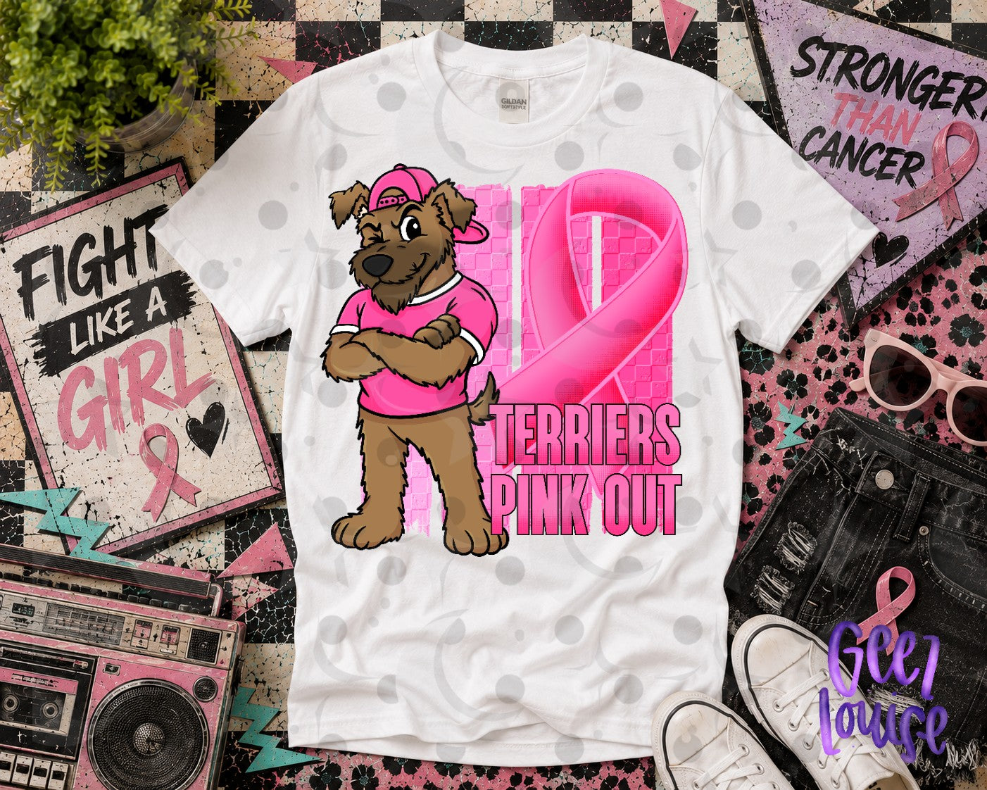 Pink Out Mascot Breast Cancer Awareness PNG | Team Spirit Designs