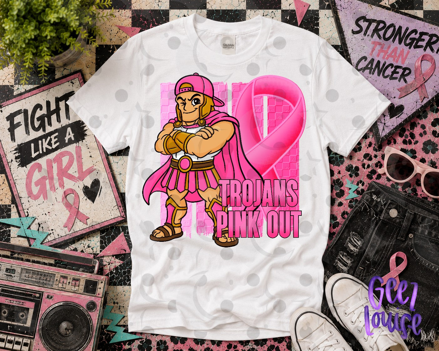 Pink Out Mascot Breast Cancer Awareness PNG | Team Spirit Designs