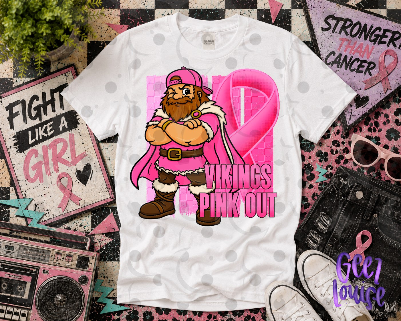 Pink Out Mascot Breast Cancer Awareness PNG | Team Spirit Designs