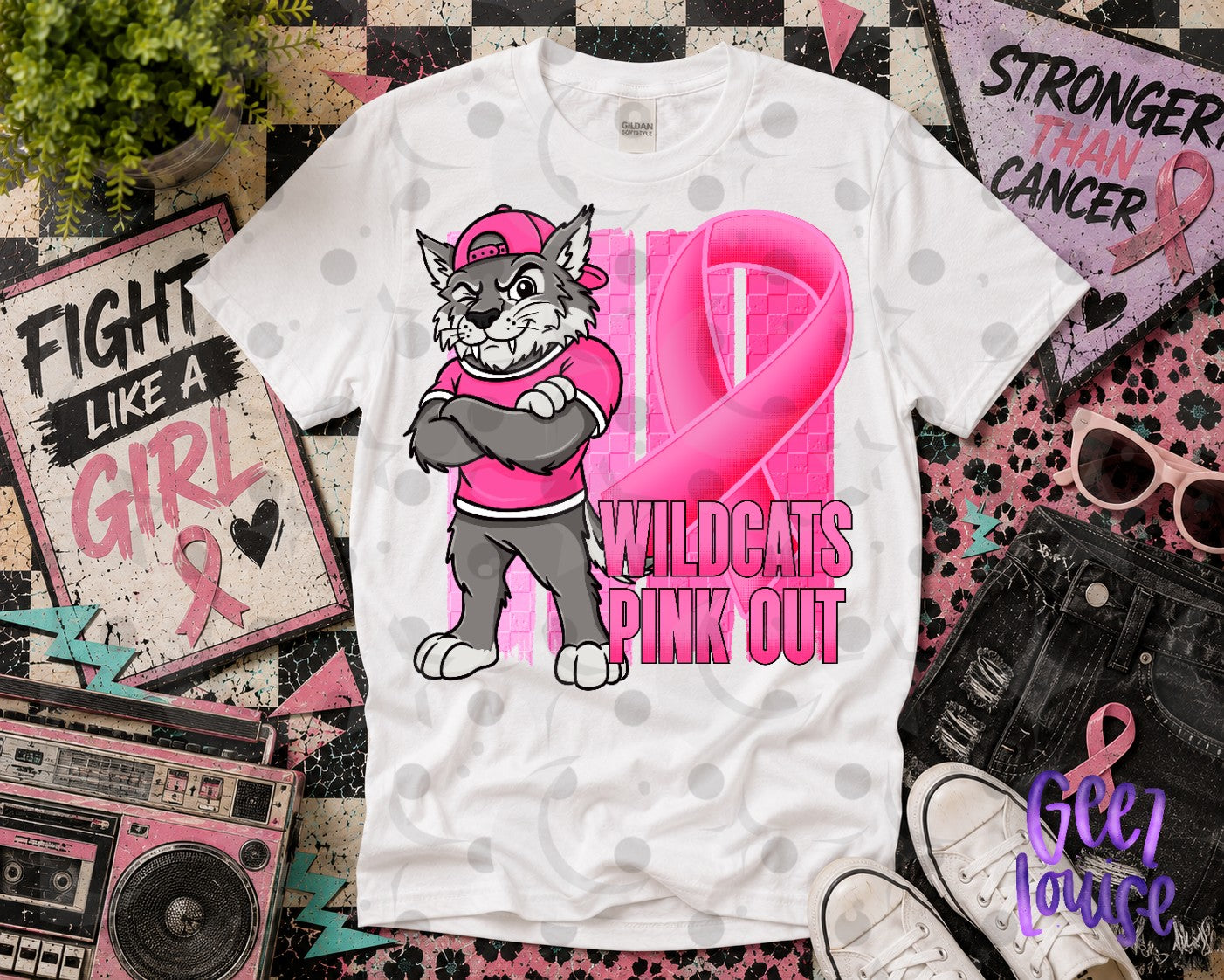 Pink Out Mascot Breast Cancer Awareness PNG | Team Spirit Designs