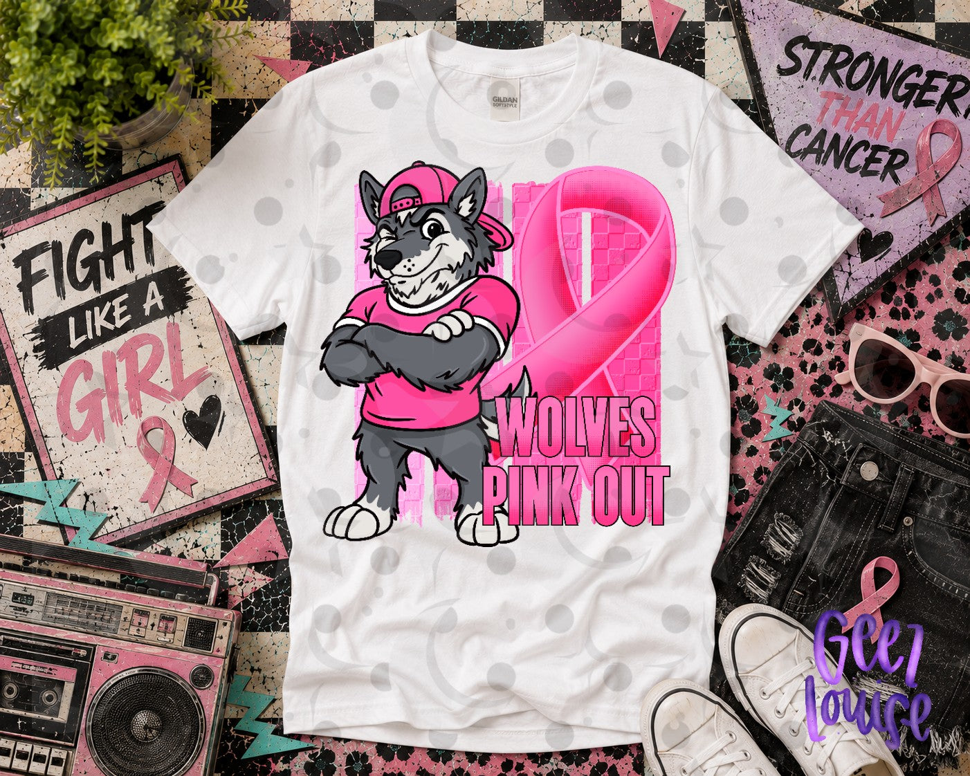 Pink Out Mascot Breast Cancer Awareness PNG | Team Spirit Designs