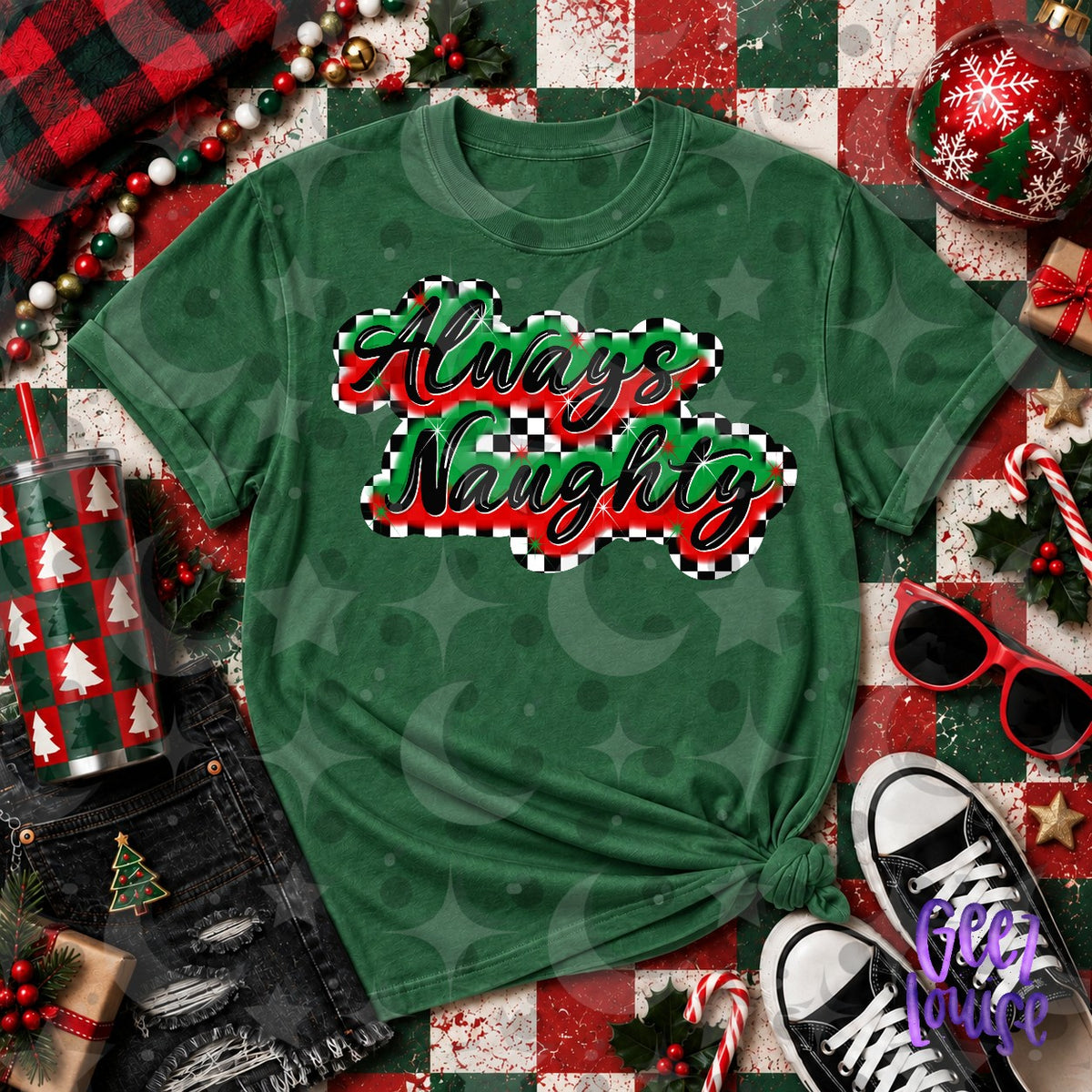 Always Naughty Christmas PNG | Retro Christmas Finished Design | DTF Friendly