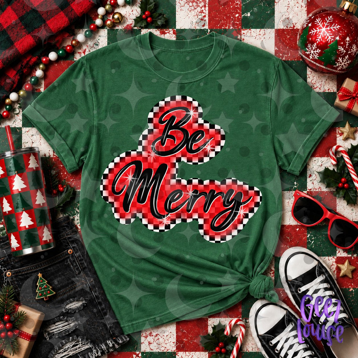 Be Merry Christmas PNG | Retro Holiday Finished Design | DTF Friendly