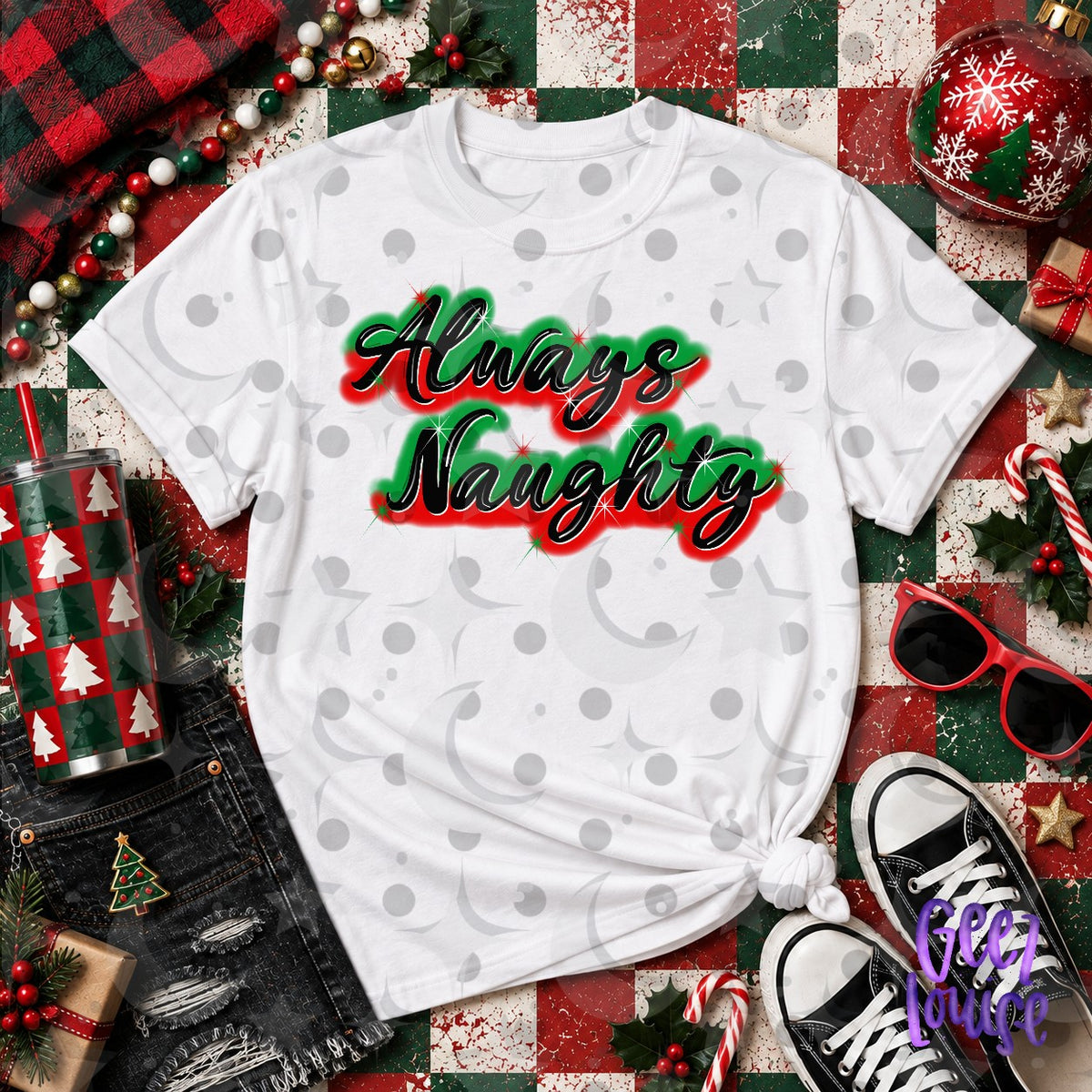 Always Naughty Christmas PNG | Retro Christmas Finished Design | DTF Friendly