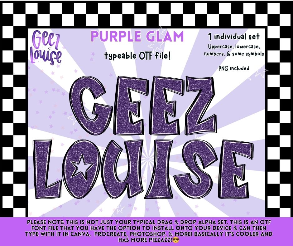 Purple Glam OTF Font & PNG Alpha | Typeable Font | Individual Alphabet | July 26 No FOMO Drive | Digital Download