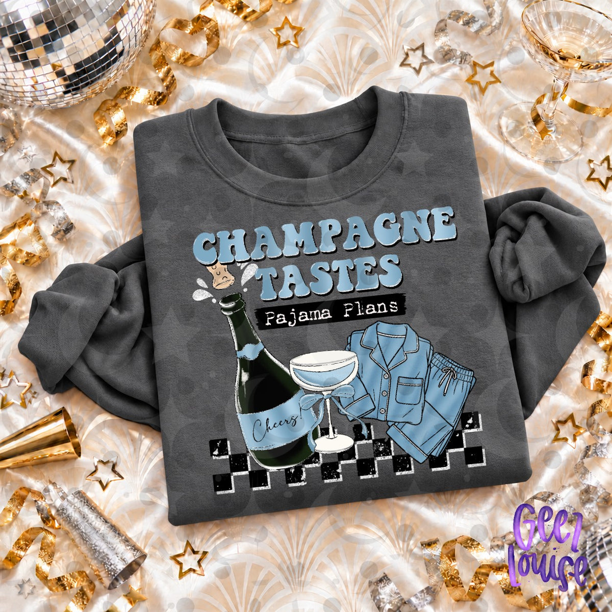 Champagne Tastes Pajama Plans PNG | Funny New Year's Digital Design