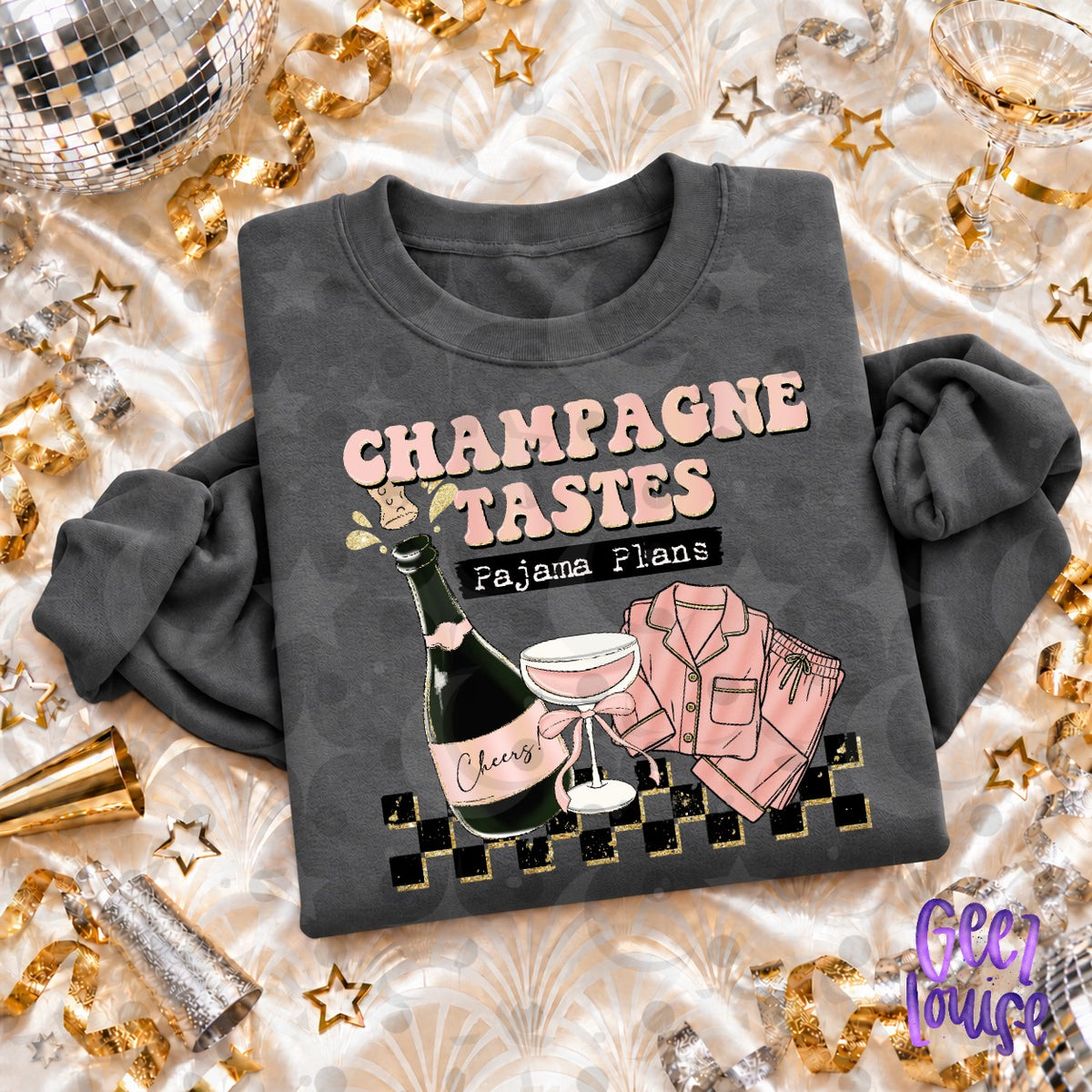 Champagne Tastes Pajama Plans PNG | Funny New Year's Digital Design