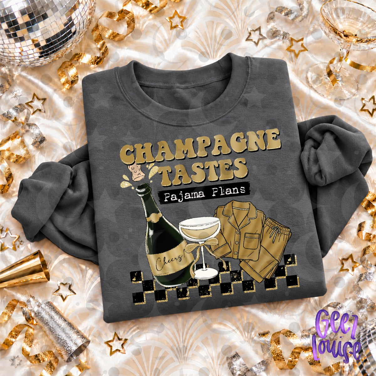 Champagne Tastes Pajama Plans PNG | Funny New Year's Digital Design