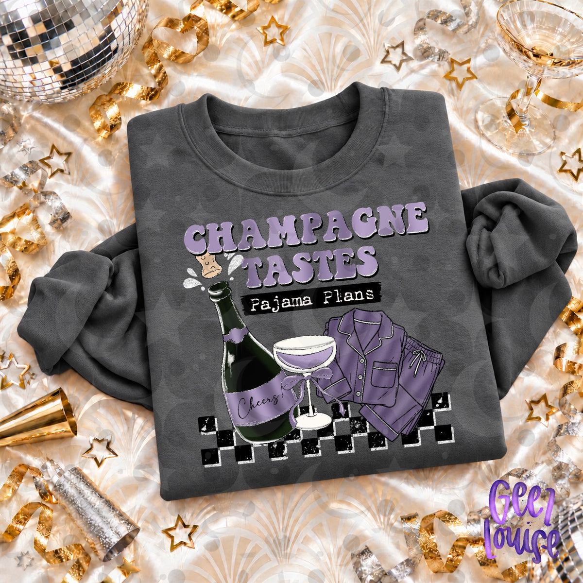 Champagne Tastes Pajama Plans PNG | Funny New Year's Digital Design