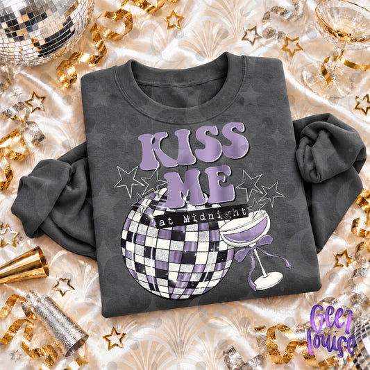 Kiss Me at Midnight PNG | Retro New Year's Eve Disco Ball Design