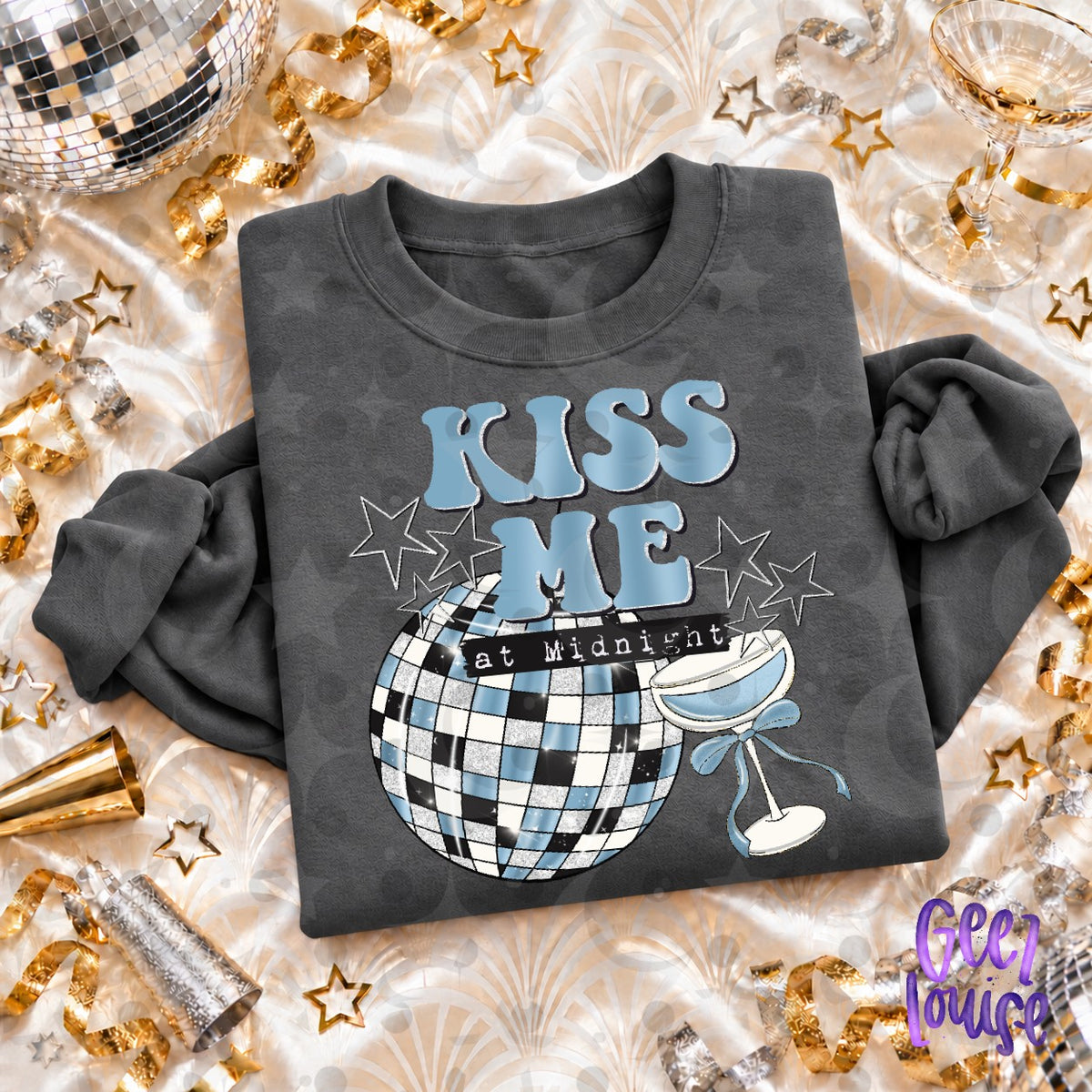 Kiss Me at Midnight PNG | Retro New Year's Eve Disco Ball Design