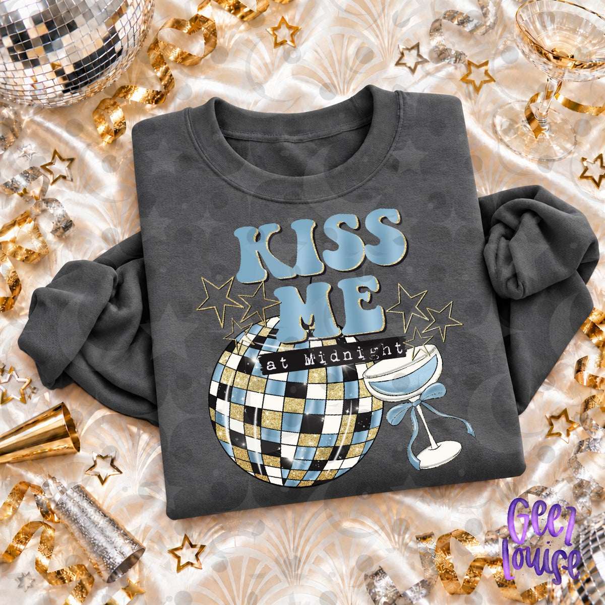 Kiss Me at Midnight PNG | Retro New Year's Eve Disco Ball Design