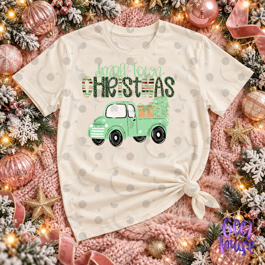 Small Town Christmas PNG | Vintage Christmas Truck Design | Retro Holiday Sublimation Download